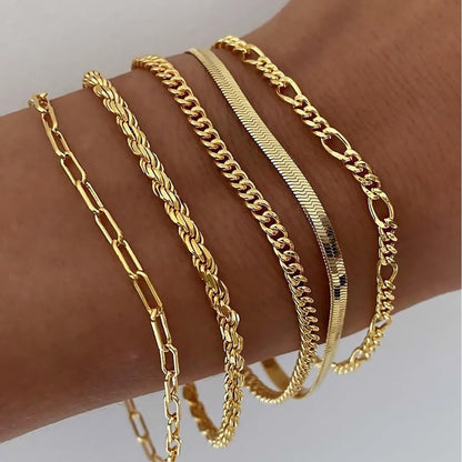 6 bracelets in a bag European and American Bohemian minimalist hand-dressing metal multi-chain women's set 6 multi-layer chains simple exquisite personalized bracelets