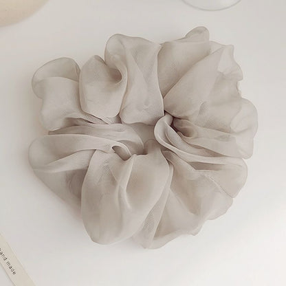 Super fairy solid color mesh simple forest style large intestine headband, high-end feeling, tie headband, elegant and versatile headband hair accessory