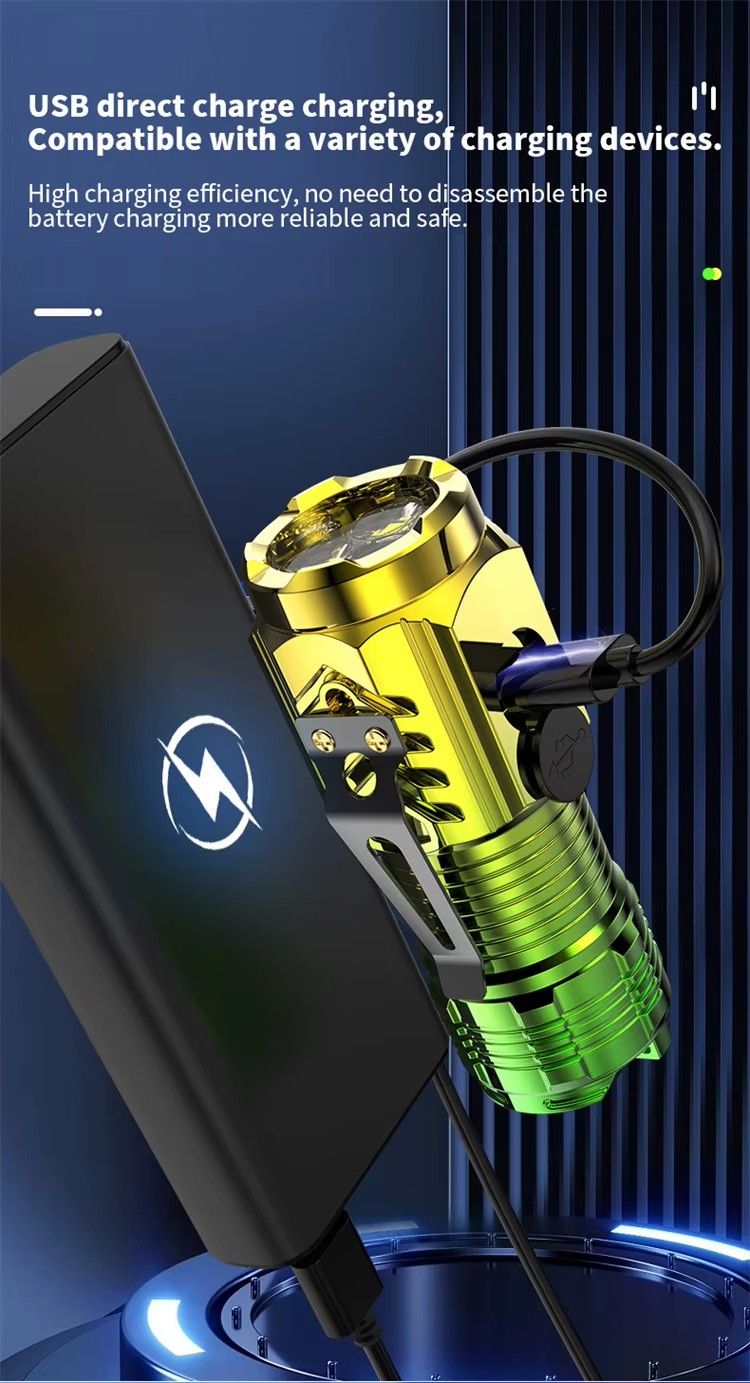 Strong Light Three-eye Rechargeable Flashlights Portable Long-lasting LED Light Multi-speed Adjustment Strong Light Long Shot Outdoor Lighting Torches Camping Light Emergency Work Light