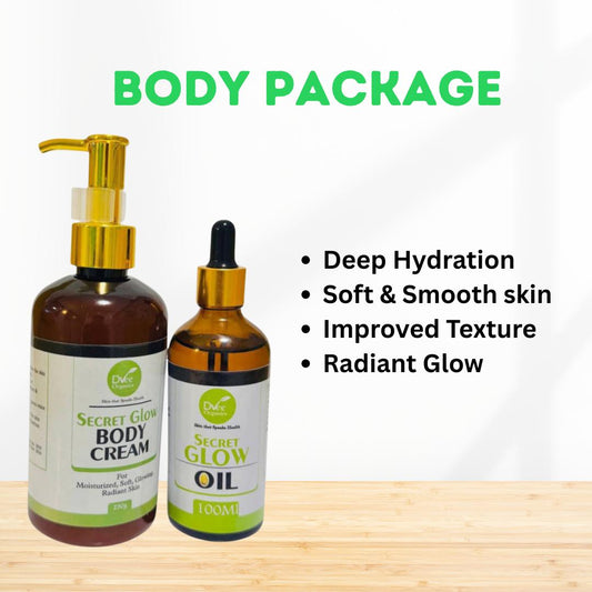 Body Package - Dvee Organics - Cream & Oil for Bright Radiant Body Glow