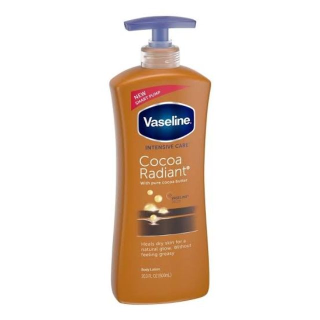Vaseline Intensive Care Cocoa Radiant Body Lotion Heals Dry Skin Lotion Made with Ultra-Hydrating Lipids and Pure Cocoa Butter for a Long-Lasting, Radiant Glow
