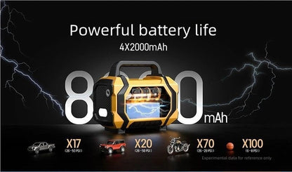 8000mAh Smart Car Jump Starter & High-Pressure Tire Inflator, 3-in-1 Jump Start + Inflation + Power Bank, Wireless Inflation Supported