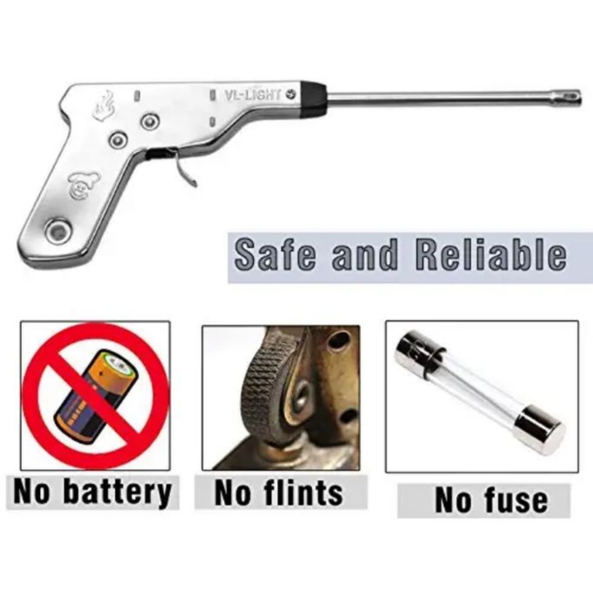 Electronic Gas Igniter Pistol Gun shape Metal Impulse Ignition Spark Gas lighter For Kitchen - VL Light