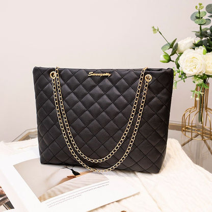 Small diamond lattice large bag chain bag women's senior sense women's shoulder bags Large capacity shoulder bag