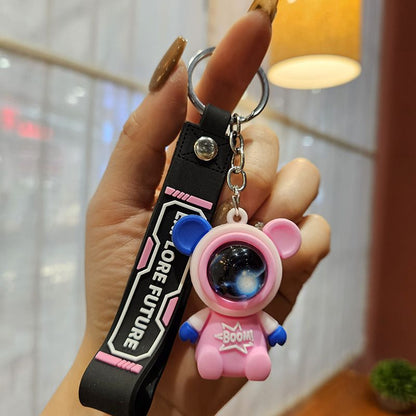 Traveling Space Bear Key Buckle Car Block Table Of Pendant Four Section Chain Dolls Little Gift Bags Bag Chain
