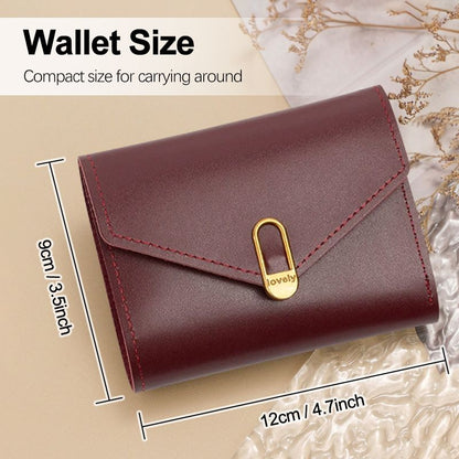 Women Short Wallet Ladies Coin Purse Tri-fold Wallet Card Case PU Synthetic Leather Wallet