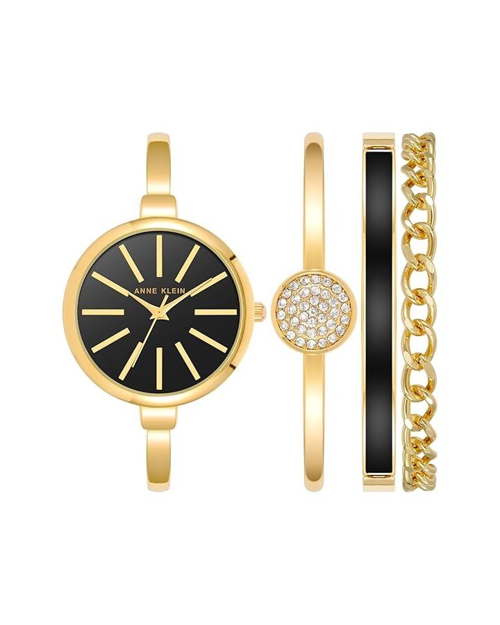 Anne Klein Watch Set – Elegant Quartz Watch & Bracelet Bundle with Crystal Accents, Mother-of-Pearl Dial, Jewelry Clasps & Splash-Resistant Design for Timeless Style