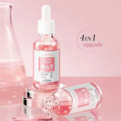 SADOER 4 in 1 Facial Serum with Hyaluronic Acid, Nicotinamide, Vitamin C and Vitamin E, High Moisturising and Brighten Skin Tone, Rejuvenates, Whitens Blemishes and Dark Spots