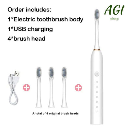 Electric Toothbrush With 4 Brush Heads Smart Timing Tooth Brush USB Rechargeable Teeth Clean Whitening Sonic Toothbrush With Replacement Head