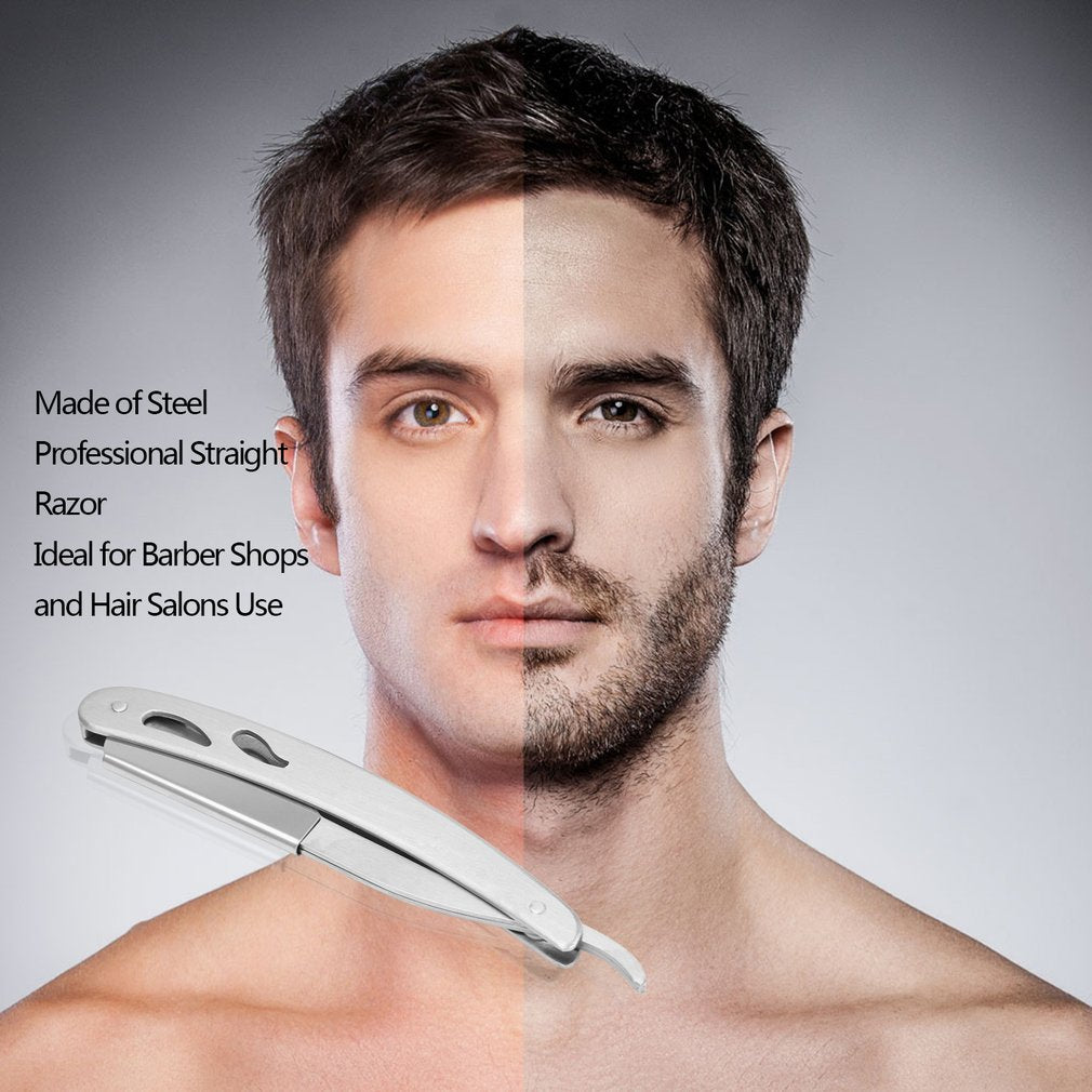 Stainless Steel Folding Knife With 10 Blades Barber Hair Removal Kit Clipper Men's Straight Hairdresser Razor Hair Removal Shaving Armpit Hair Pubic Hair Folding Razor Hair Removal Tool