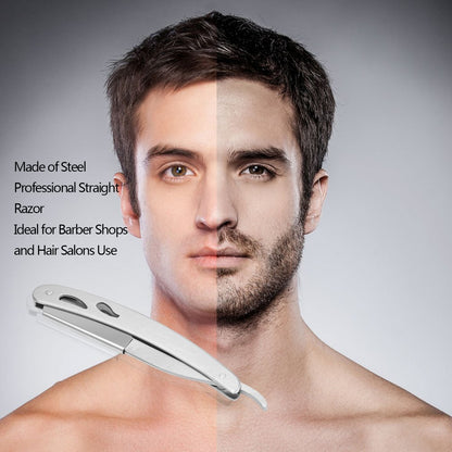 Stainless Steel Folding Knife With 10 Blades Barber Hair Removal Kit Clipper Men's Straight Hairdresser Razor Hair Removal Shaving Armpit Hair Pubic Hair Folding Razor Hair Removal Tool