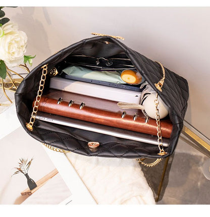 Small diamond lattice large bag chain bag women's senior sense women's shoulder bags Large capacity shoulder bag