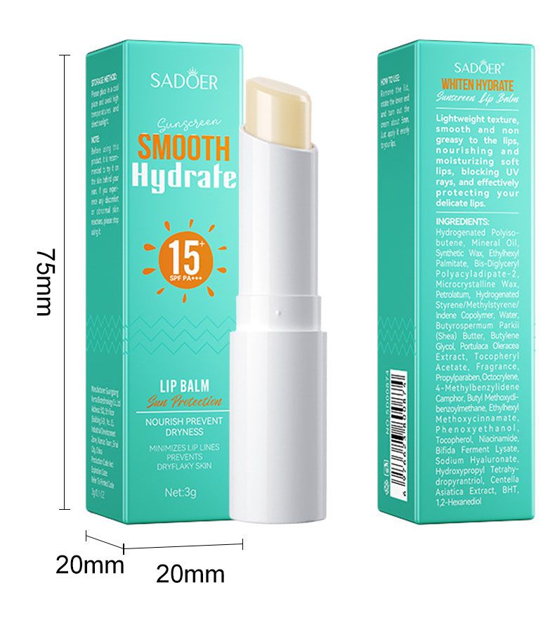 Sun Protection Lip Balm Whiten Hydrate Suncream Lip Balm Smooth Moisturizing Soft Lip Nourish Prevent Dryness Minimizes LipLines