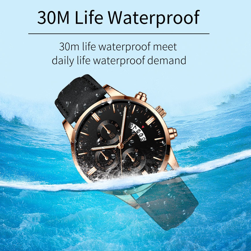 CUENA Men Watch leather straps Stainless Steel Good Quartz Luxury Man Wristwatch Waterproof Watches Fashion Business Quartz Analog Fashion Male Watch Wrist Watch Valentines Christmas New Year Gift