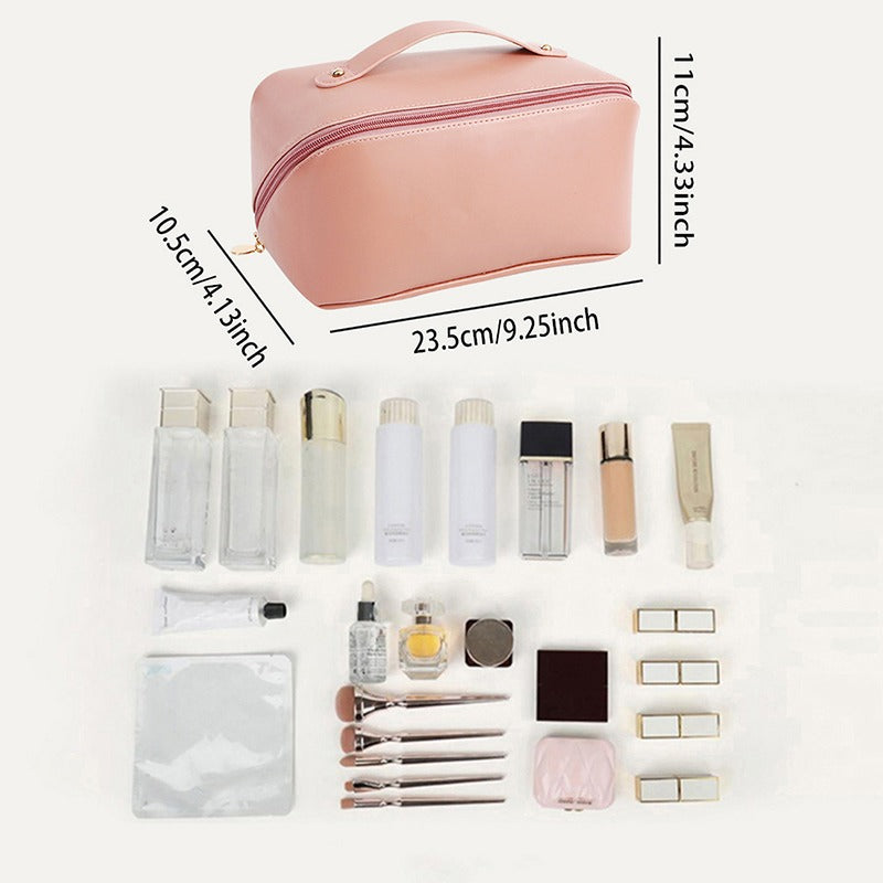 Large-Capacity Travel Cosmetic Bag Portable PU Makeup Bag/Box Pouch Women Waterproof Bathroom Washbag Multifunctional Toiletry Kit Storage Box