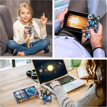 Magic Infinite Cosmic Cube Infinity Cube Fidget Toy Educational Star Cube Toy Changeable Cubes Fidget AntiStress Flip Cubic Puzzle Toys for Birthday Presents Gift