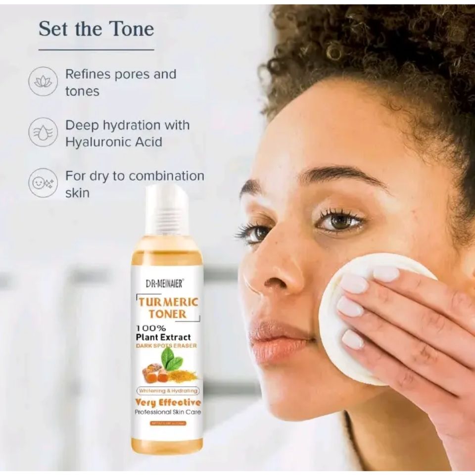 Dr. Meinaier Turmeric Toner Dark spots eraser clears fine lines Wrinkles Brightens skin Remove pigmentation and Blemishes Anti-aging effect making skin glow.