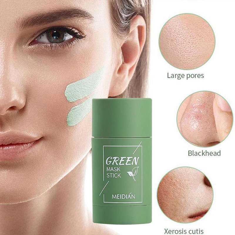 Green Tea Cleansing Solid Facial Mask Moisturizing Nourishing Whitening Shrink Pores No Wash Sleep Care Oil Control Anti-Acne Clean Blackhead Face Mask
