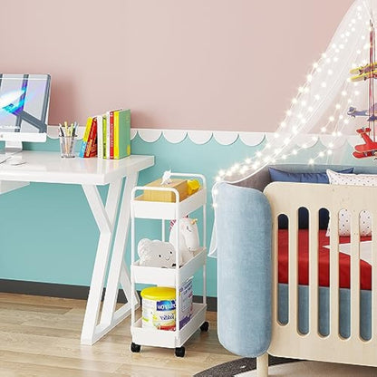 UPHUI 3 Layers Removable Storage Rack Mobile Multi-Functional Organizer Floor Standing Portable Storage Rack for Bathroom Kitchen