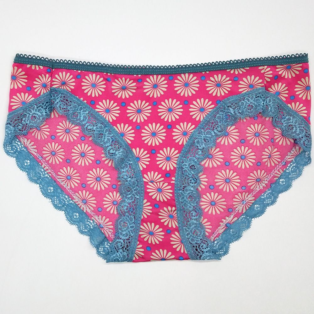 4pcs Women's Bikini Underwear Panties Lace Trim Classic Low Rise Lady Soft Breathable Briefs Hipster Pantie