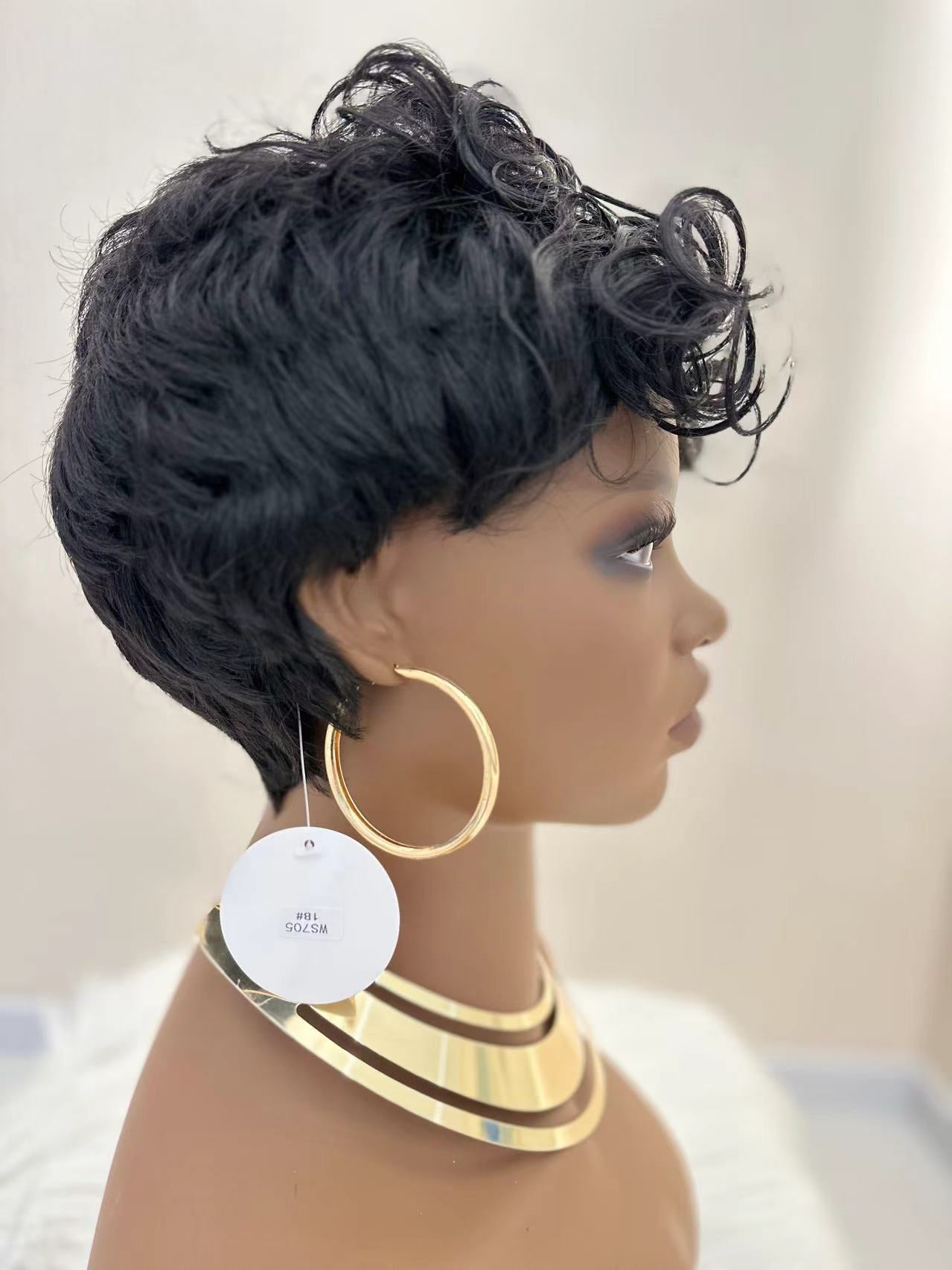 Synthetic Short Curly Wigs - 6 Inch 1B Black | Natural Look(African Women, Quick Install, Birthday Gift)