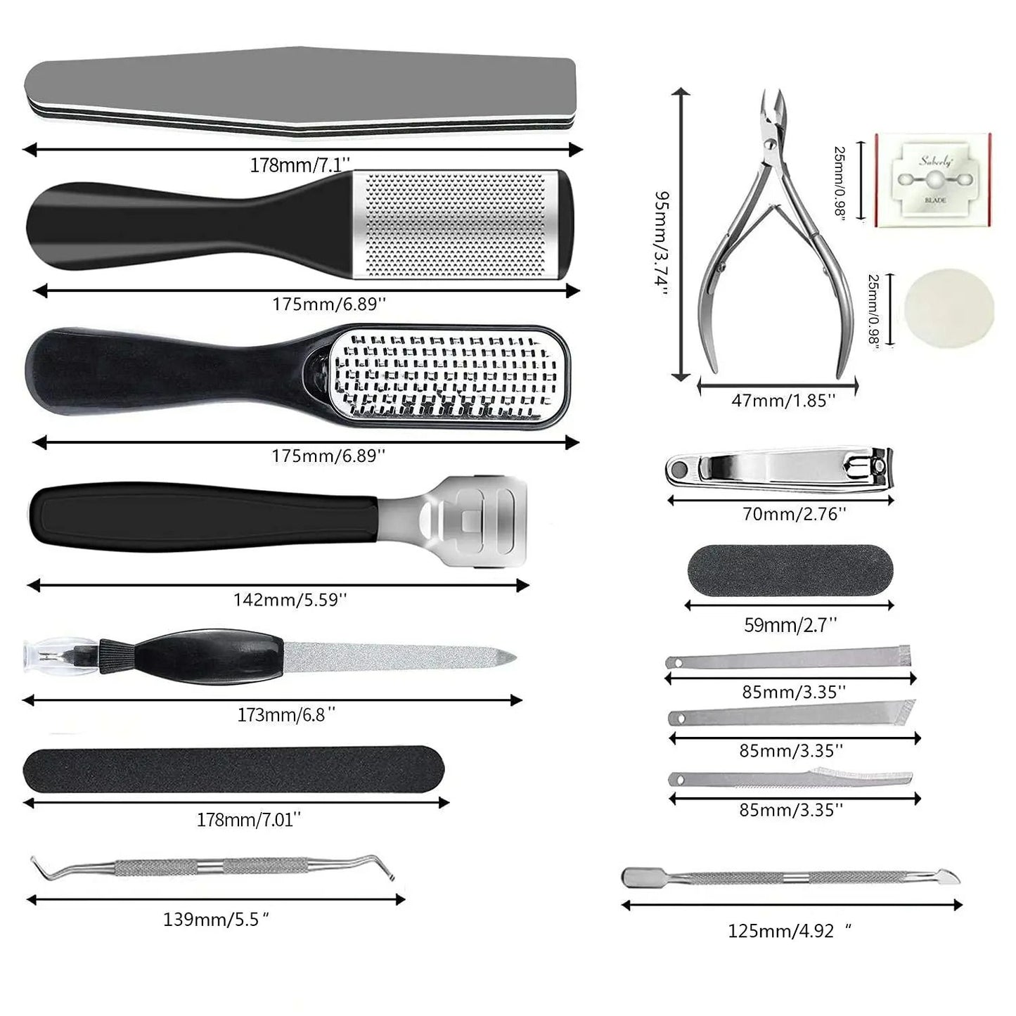 27in1 Foot Care Tool Pedicure Manicure Kit Set Stainless Steel Peeling Exfoliating Callus Dead Skin Remover Foot Scrubbing Brush Pedicure Tools