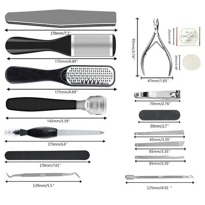 27in1 Foot Care Tool Pedicure Manicure Kit Set Stainless Steel Peeling Exfoliating Callus Dead Skin Remover Foot Scrubbing Brush Pedicure Tools