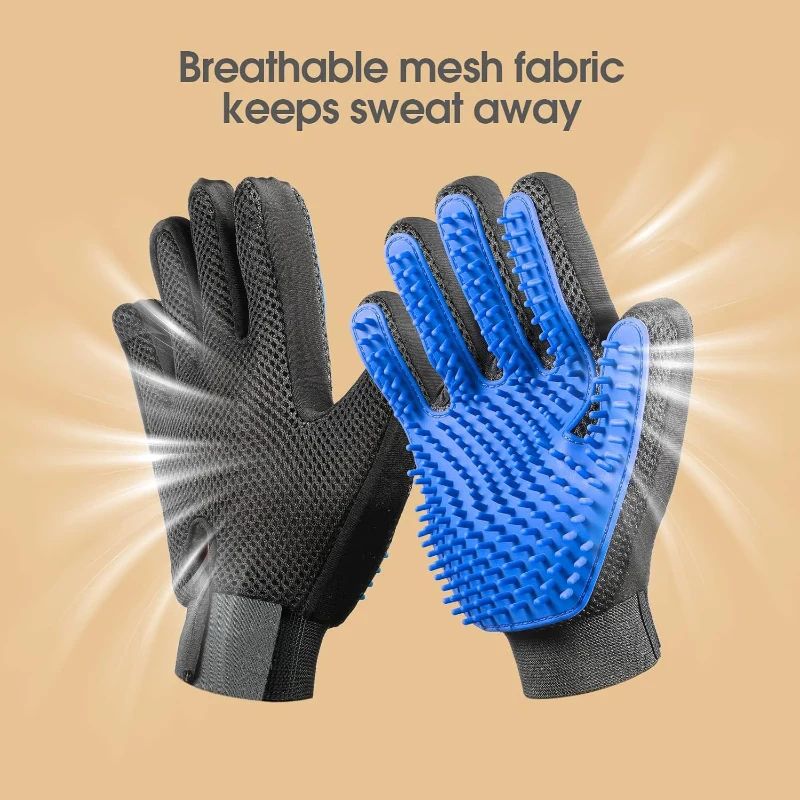 Pet Hair Removal Brush Cat and Dog Hair Removal Gloves Cat and Dog Floating Hair Bath Supplies Rubber Gloves Grooming Comb Pet Finger Cleaning Massage Tool Hair Removal Brush Pet Grooming Gloves