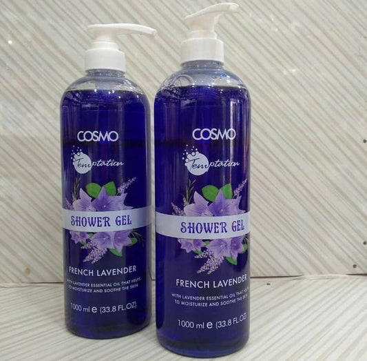Cosmo French Lavender Shower Gel 1000 ML Bath and Shower Body Care Cleanse The Skin Retain The Moisture In Skin and Leave The Skin Feeling Soft and Supple With Fresh Floral Lavender Scent