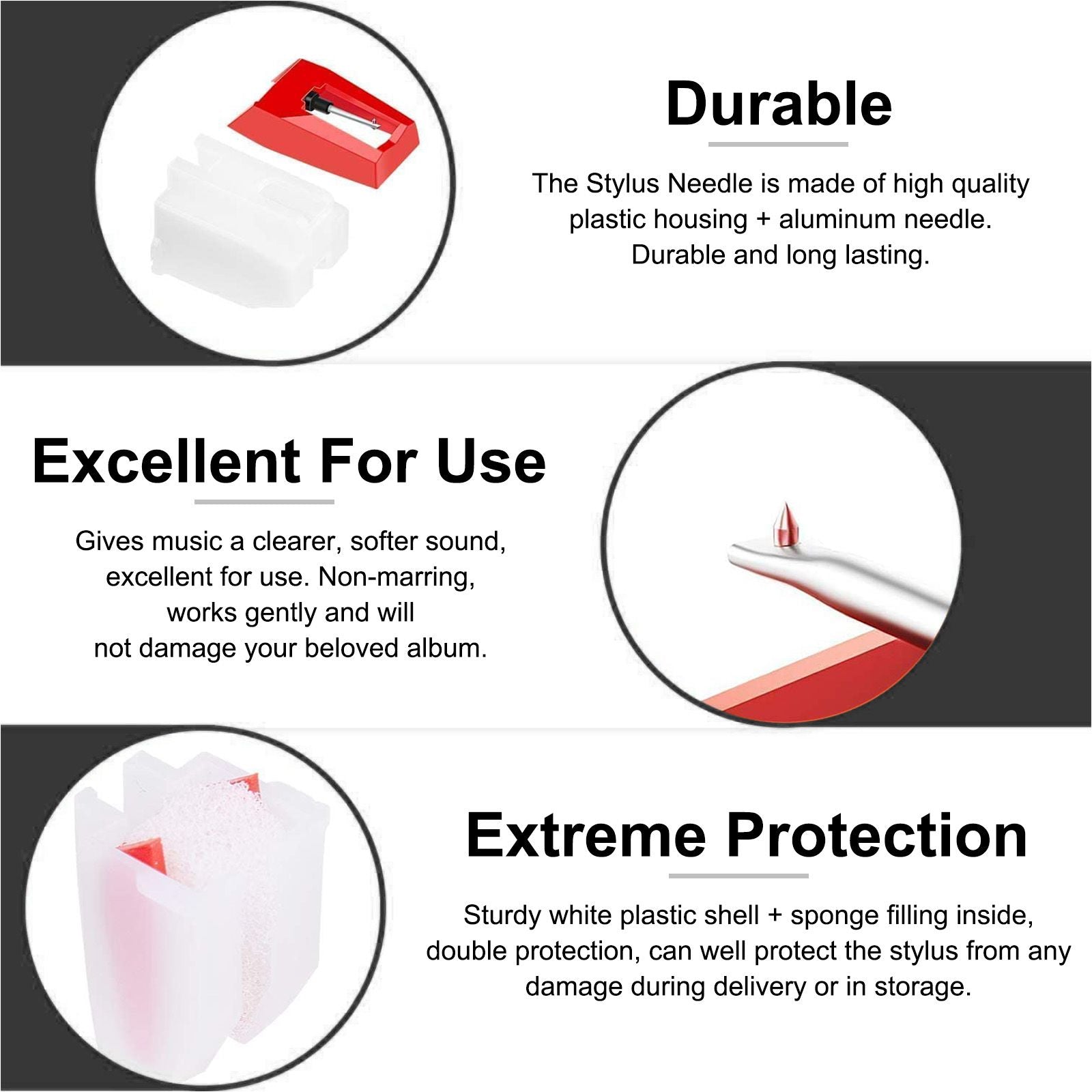 Record Player Needle, 6/3 Pcs Stylus Replacement Turntable Needle Diamond Stylus Record Player Needle With Diamond Tip for most Crosley Vinyl Jensen 1byone ION ICT04RS Phonograph