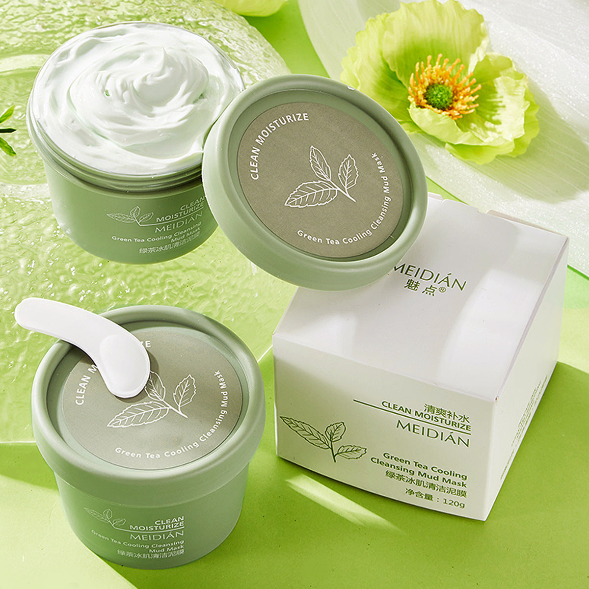 Green Tea Cleansing Mask Purifying Clay Mask Oil Control Remove Blackhead Mud