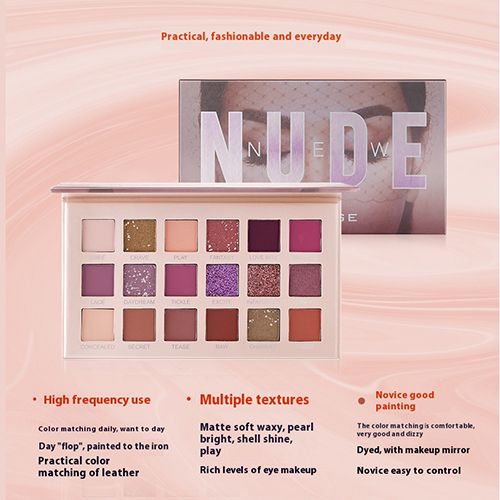 18 Colors Eyeshadow Pallete, Pearlescent Matte Glitter Eyeshadow Palette Make Up Eyeshadow Beauty Eye Pallete Waterproof Concealer Makeup Pallete Lasting-Effect Eye Shadow