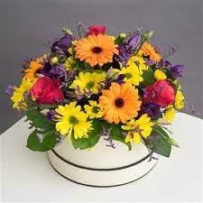 Rainbow hat box bouquet