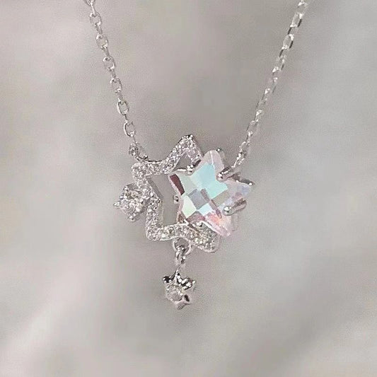 Shining Twin Stars Necklace Light Luxury Niche High-end Clavicle Chain Pendant Necklaces