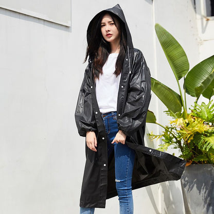 Non-disposable Thickened Frosted Waterproof Adult Men Women Children Integrated Semi-transparent Hiking Raincoat