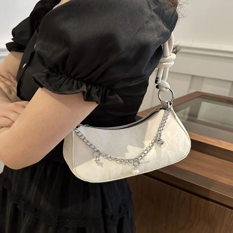 Mateamoda Chic Sling Bag with Chain Accents Shoulder Handbag Crossbody Bag