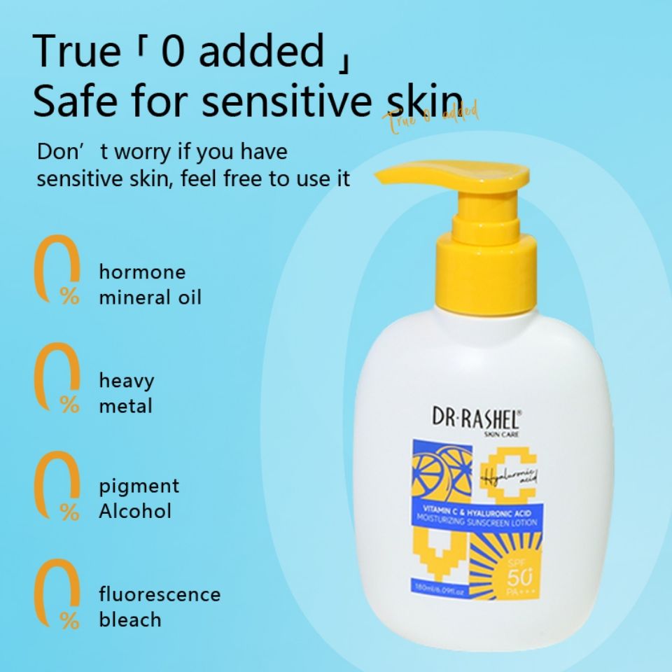 Dr. Rashel Vitamin C & Hyaluronic Moisturizing Sunscreen Lotion SPF 50 Sunblock Sun Protection Skin Care Cream Lotion