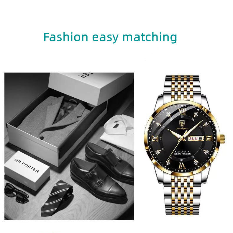 POEDAGAR Men Watches Top Brand Men's Watches Waterproof Luminous Calendar Full-automatic Quartz Business Watch Ultra-thin High-end Male Wrist Watch