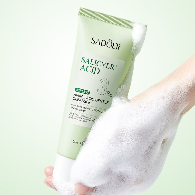 SADOER 3% Salicylic Acid Face Cleanser with Niacinamide & Centella Asiatica - Acne Control Facial Wash for Oily Skin, Reduces Breakouts, Minimizes Pores & Hydrates