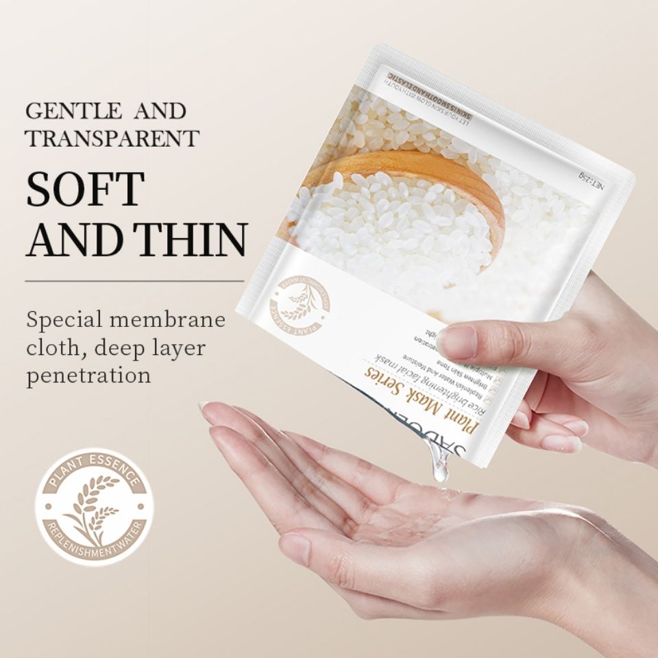 10 PIECES Sadoer Rice Facial Mask Sheets Brightening Moisturizing, Deep Repair Cleansing Natural Coffee Extracts Essence Face Masks