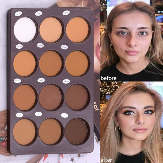 New foundation cream to modify skin tone dual natural color three-dimensional multi-color makeup 12-color makeup