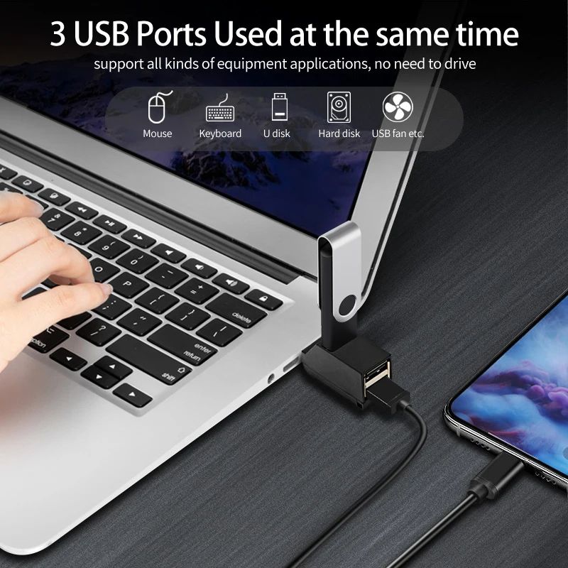 USB 3.0 HUB Adapter Extender Mini Splitter Box 3 Port High Speed Data Transfer USB Splitter Docking Station For PC Laptop, High Speed U Disk Reader for Macbook Mobile Phone Accessories