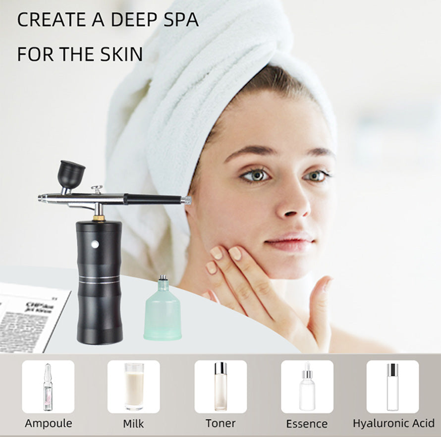 New Arrival Oxygen Injector Mini Air Compressor Kit Air-Brush Paint Spray Gun Airbrush For Nano Fog Mist Sprayer Art Makeup USB Rechargeable