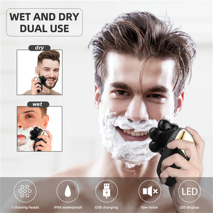 Men's Rechargeable Shaver 7D Floating Shaving Head Beard Trimmer 5 in1 Rechargeable Shaver Multifunctional Trimmer For Men