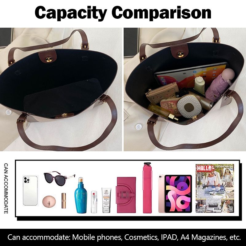 Ladies Shoulder Bag Women Handbags Tote Bag Large Capacity Color-Block PU Bag