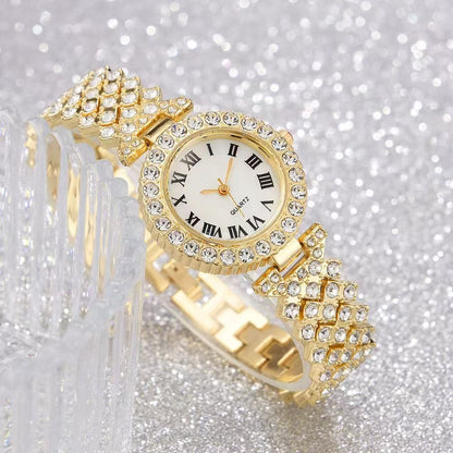 5-piece set fashion Roman diamond inlaid women's watch women's watch quartz watch bracelet