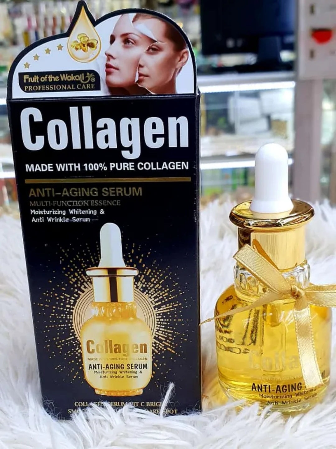 Original Fruit Of The Wokali 100% PURE COLLAGEN SKIN FIRMING ANTI-AGING FACE SERUM Gold