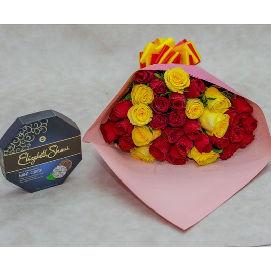 Red and Yellow Rose Flowers Package
