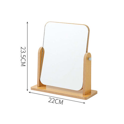 Simple wooden makeup mirror rotating desktop makeup mirror folding vanity mirror portable Large makeup Cosmetic mirror Cosmetic mirror