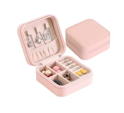 Mini Jewelry Storage Box Portable Home Travel Earrings Necklace Storage Case for Women Ring Organizer PU Leather Display Case